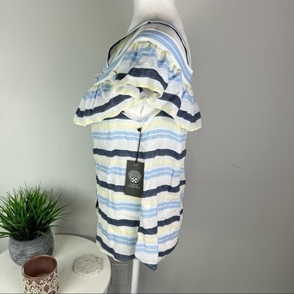 Vince Camuto womens multicolor striped flounce top size small - Picture 5 of 13